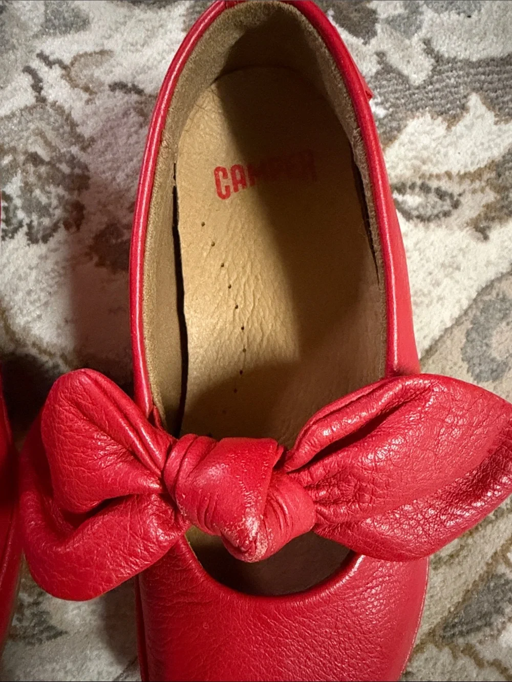 Camper Girls' Red Bow Ballet Flats